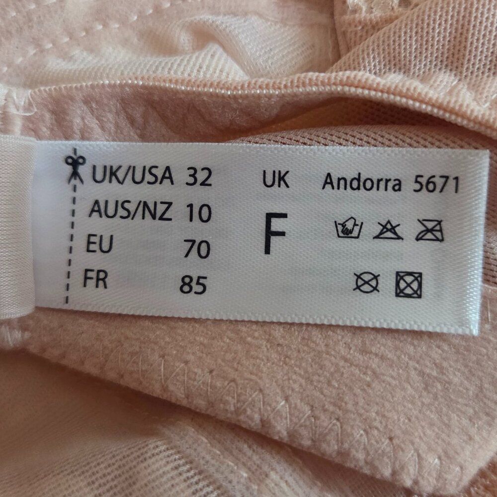 Panache Andorra Wireless Bra Size 32F Full Cup Soft Blush Pink Lace NEW Romantic - Picture 8 of 8